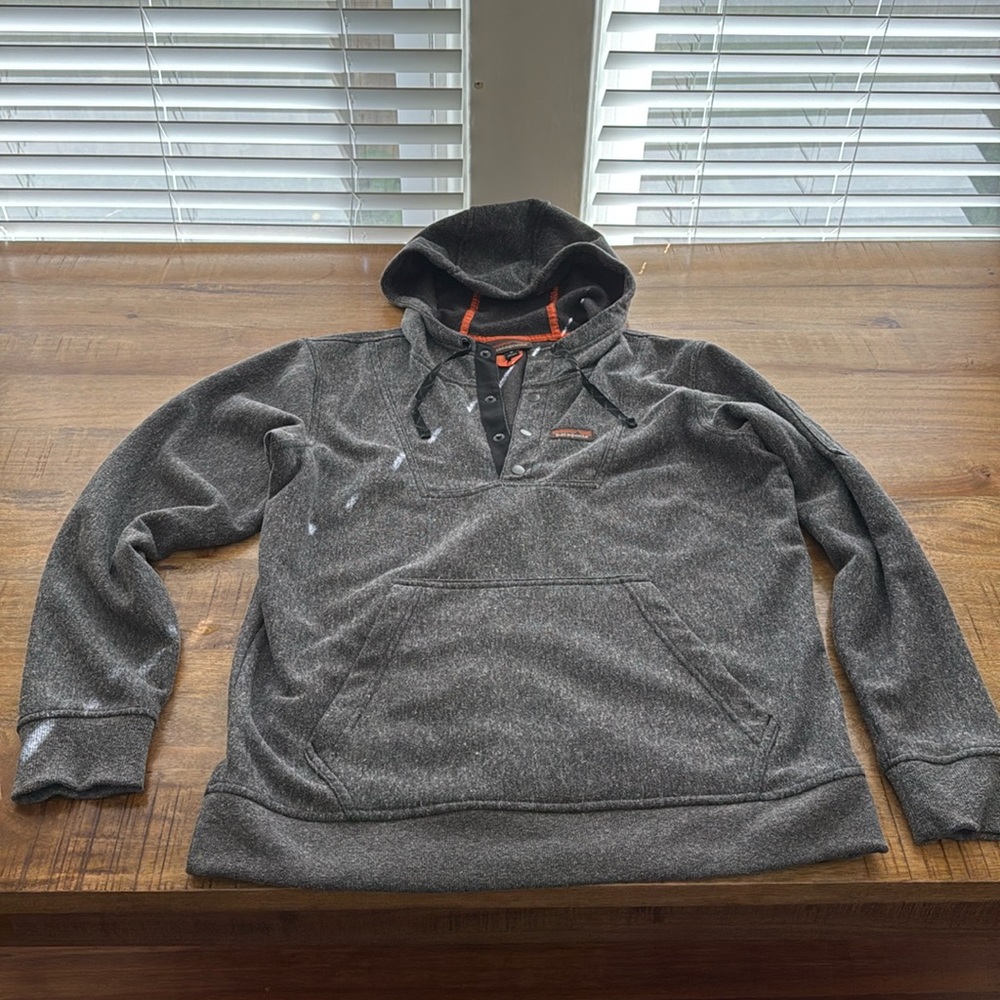 AMAZING Patagonia snap button hooded sweatshirt gray and orange medium